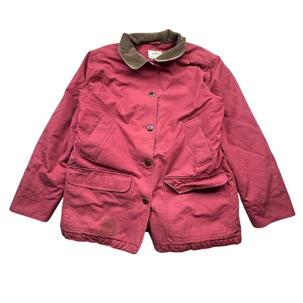 LL Bean WY28 Adirondack Quilt Lined Chore Barn Coat Womens Large Pink